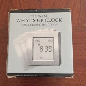 Restoration Hardware silver digital "What's Up" Clock